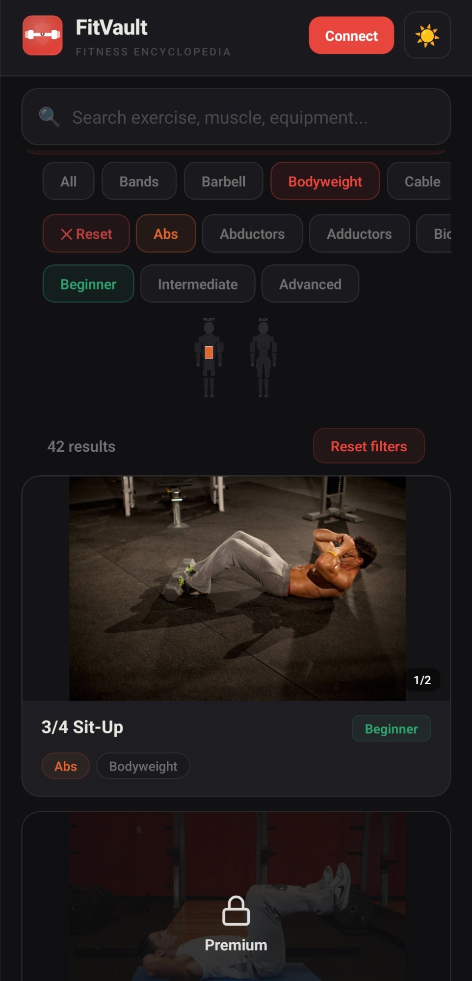 FitVault exercise browse